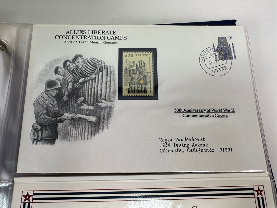 Huge 2-Binder Collection Of 50th Anniversay World War II Commemorative Covers With Mint Stamps Published By The Postal Commemorative Society - See Photos For Sampling - 182 Stamps [Photo 37]