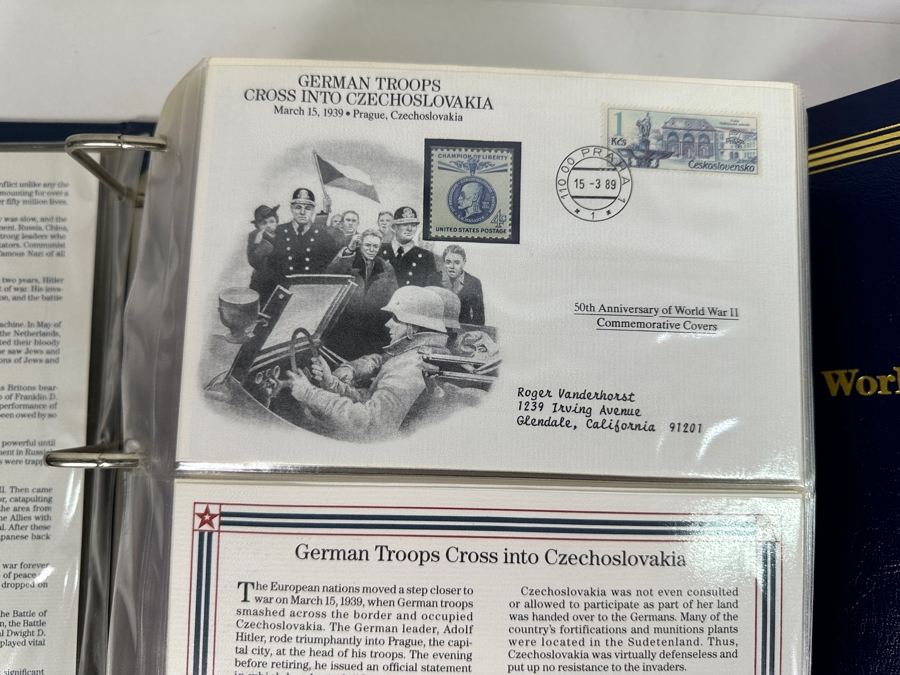 Huge 2-Binder Collection Of 50th Anniversay World War II Commemorative Covers With Mint Stamps Published By The Postal Commemorative Society - See Photos For Sampling - 182 Stamps [Photo 8]