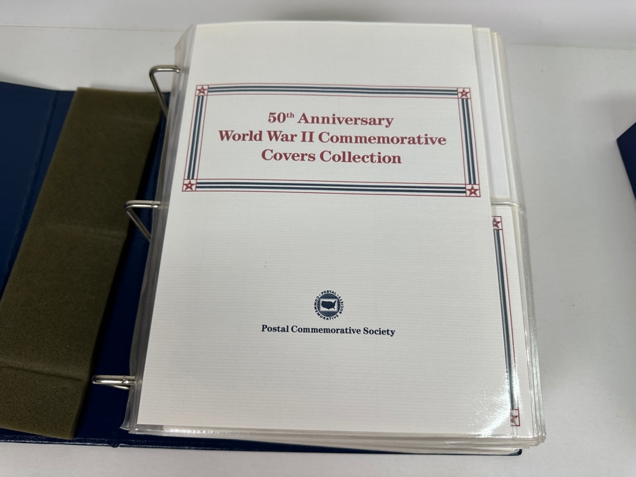 Huge 2-Binder Collection Of 50th Anniversay World War II Commemorative Covers With Mint Stamps Published By The Postal Commemorative Society - See Photos For Sampling - 182 Stamps [Photo 45]