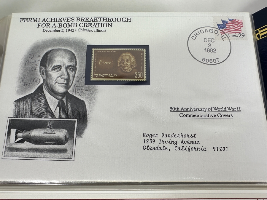 Huge 2-Binder Collection Of 50th Anniversay World War II Commemorative Covers With Mint Stamps Published By The Postal Commemorative Society - See Photos For Sampling - 182 Stamps [Photo 19]