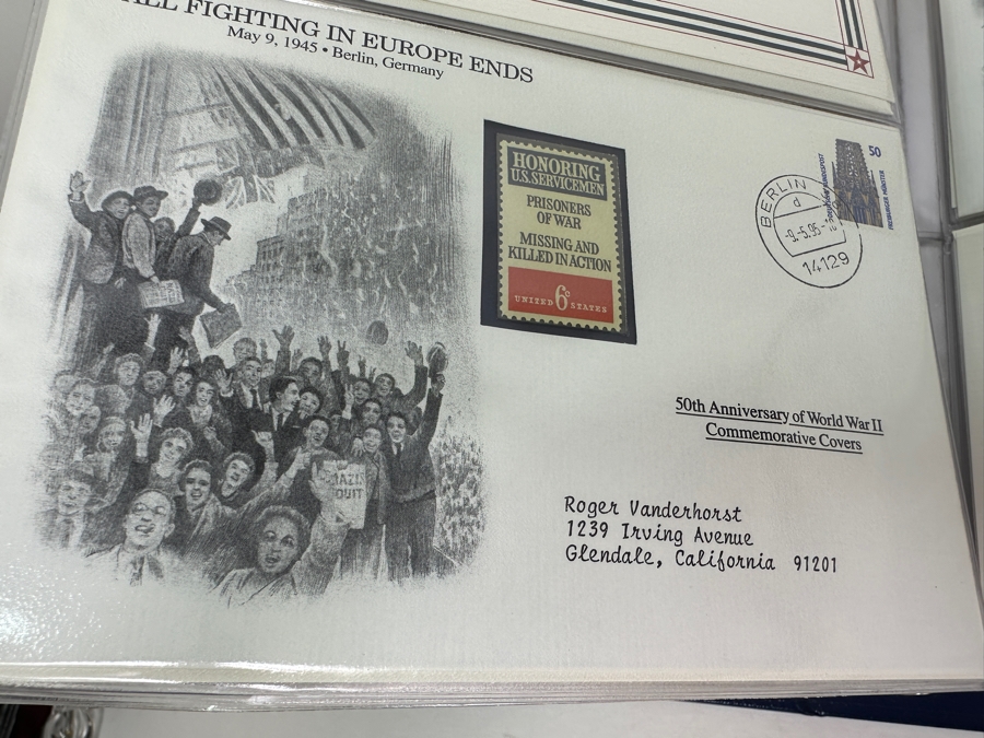 Huge 2-Binder Collection Of 50th Anniversay World War II Commemorative Covers With Mint Stamps Published By The Postal Commemorative Society - See Photos For Sampling - 182 Stamps [Photo 39]