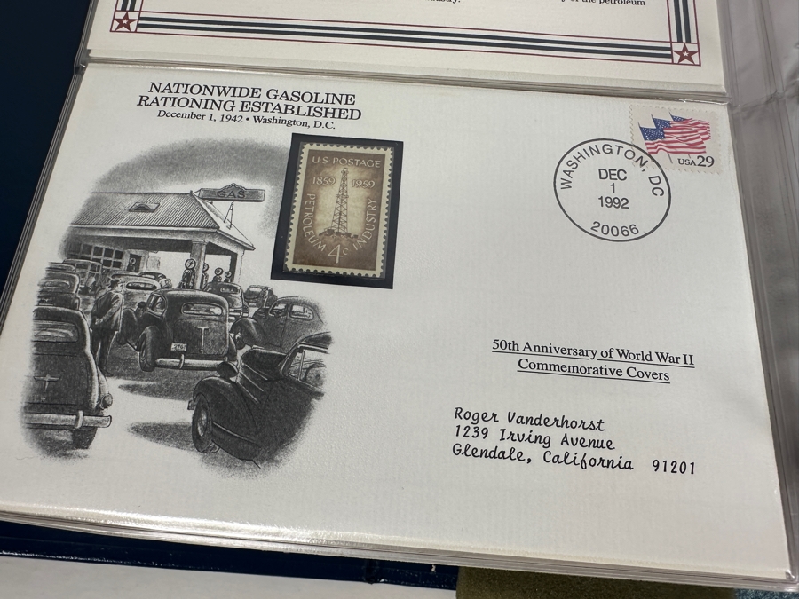 Huge 2-Binder Collection Of 50th Anniversay World War II Commemorative Covers With Mint Stamps Published By The Postal Commemorative Society - See Photos For Sampling - 182 Stamps [Photo 18]