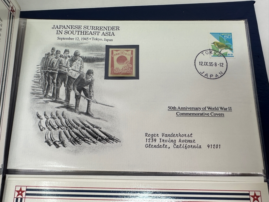 Huge 2-Binder Collection Of 50th Anniversay World War II Commemorative Covers With Mint Stamps Published By The Postal Commemorative Society - See Photos For Sampling - 182 Stamps [Photo 41]