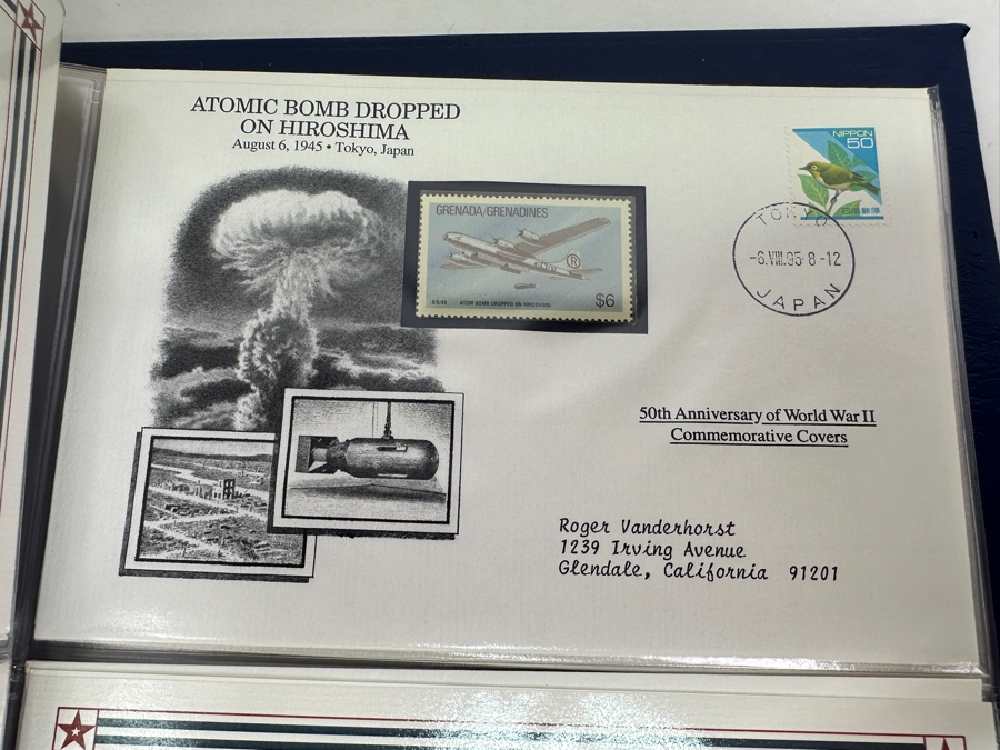 Huge 2-Binder Collection Of 50th Anniversay World War II Commemorative Covers With Mint Stamps Published By The Postal Commemorative Society - See Photos For Sampling - 182 Stamps [Photo 40]