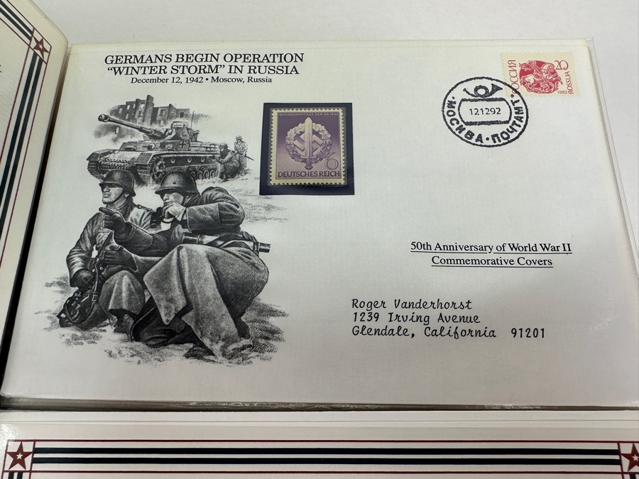 Huge 2-Binder Collection Of 50th Anniversay World War II Commemorative Covers With Mint Stamps Published By The Postal Commemorative Society - See Photos For Sampling - 182 Stamps [Photo 7]