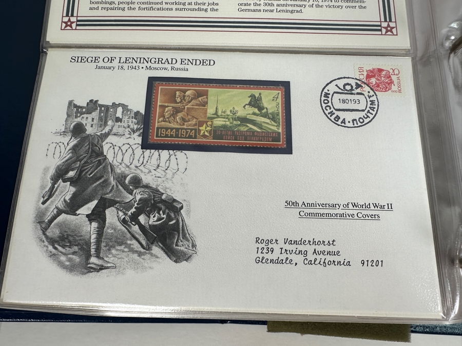 Huge 2-Binder Collection Of 50th Anniversay World War II Commemorative Covers With Mint Stamps Published By The Postal Commemorative Society - See Photos For Sampling - 182 Stamps [Photo 20]