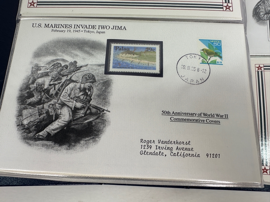 Huge 2-Binder Collection Of 50th Anniversay World War II Commemorative Covers With Mint Stamps Published By The Postal Commemorative Society - See Photos For Sampling - 182 Stamps [Photo 34]