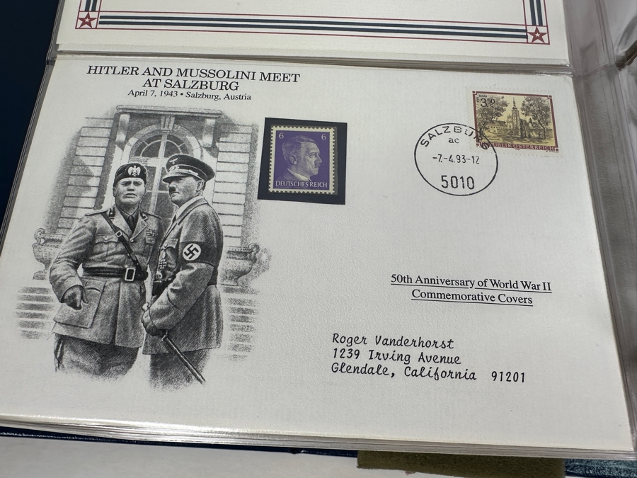 Huge 2-Binder Collection Of 50th Anniversay World War II Commemorative Covers With Mint Stamps Published By The Postal Commemorative Society - See Photos For Sampling - 182 Stamps [Photo 22]