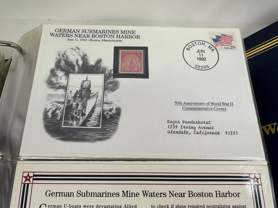 Huge 2-Binder Collection Of 50th Anniversay World War II Commemorative Covers With Mint Stamps Published By The Postal Commemorative Society - See Photos For Sampling - 182 Stamps [Photo 16]