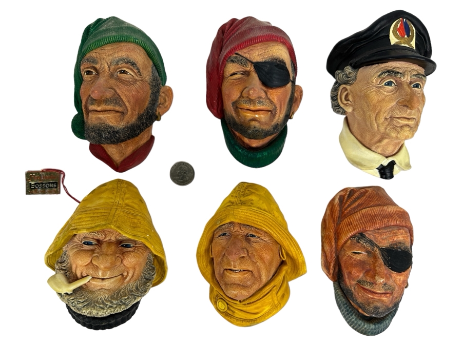 Collection Of Six Hand Painted Nautical Chalkware Wall Ornaments - Five Are Bossons England [Photo 1]