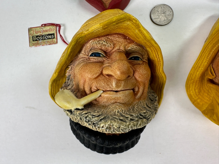 Collection Of Six Hand Painted Nautical Chalkware Wall Ornaments - Five Are Bossons England [Photo 3]