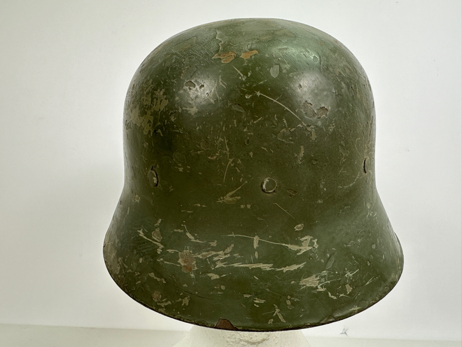 Vintage Original WWI Imperial German Metal Green Painted Stahlhelm Helmet / Used During The Finnish Army In WWII 11.25L X 5.75H [Photo 10]