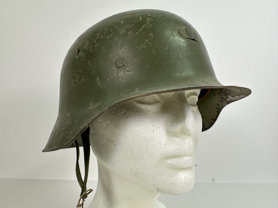 Vintage Original WWI Imperial German Metal Green Painted Stahlhelm Helmet / Used During The Finnish Army In WWII 11.25L X 5.75H [Photo 4]