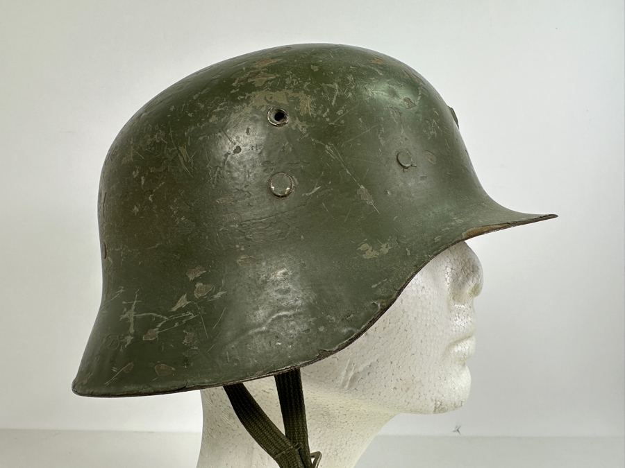 Vintage Original WWI Imperial German Metal Green Painted Stahlhelm Helmet / Used During The Finnish Army In WWII 11.25L X 5.75H [Photo 3]