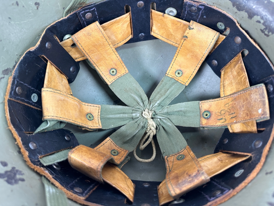 Vintage Original WWI Imperial German Metal Green Painted Stahlhelm Helmet / Used During The Finnish Army In WWII 11.25L X 5.75H [Photo 16]