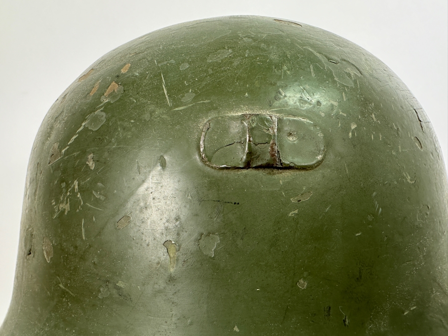 Vintage Original WWI Imperial German Metal Green Painted Stahlhelm Helmet / Used During The Finnish Army In WWII 11.25L X 5.75H [Photo 6]