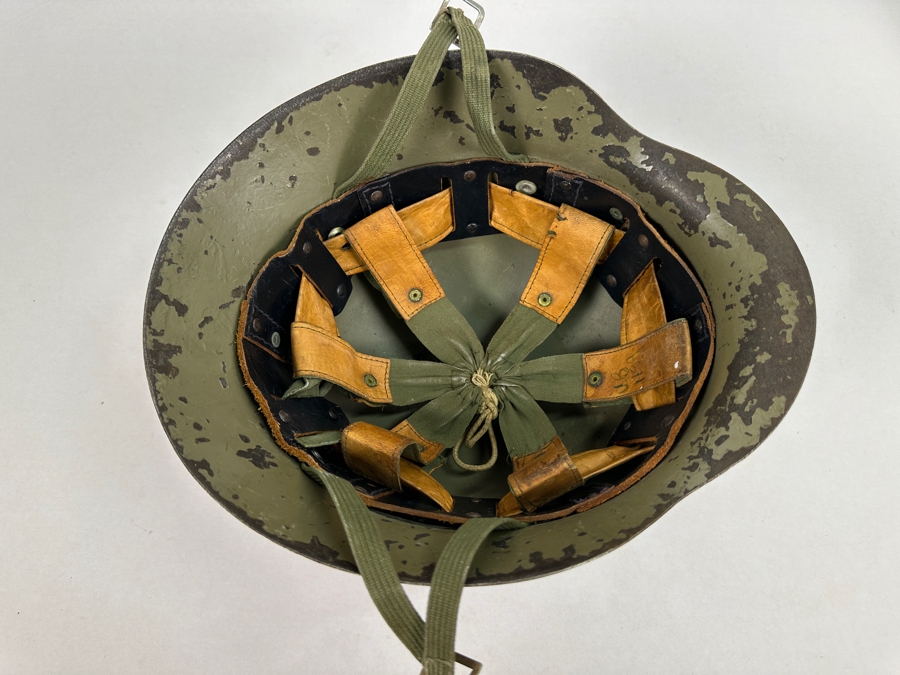 Vintage Original WWI Imperial German Metal Green Painted Stahlhelm Helmet / Used During The Finnish Army In WWII 11.25L X 5.75H [Photo 14]