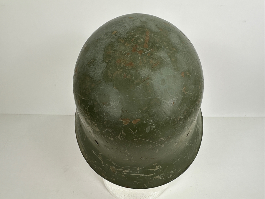 Vintage Original WWI Imperial German Metal Green Painted Stahlhelm Helmet / Used During The Finnish Army In WWII 11.25L X 5.75H [Photo 11]