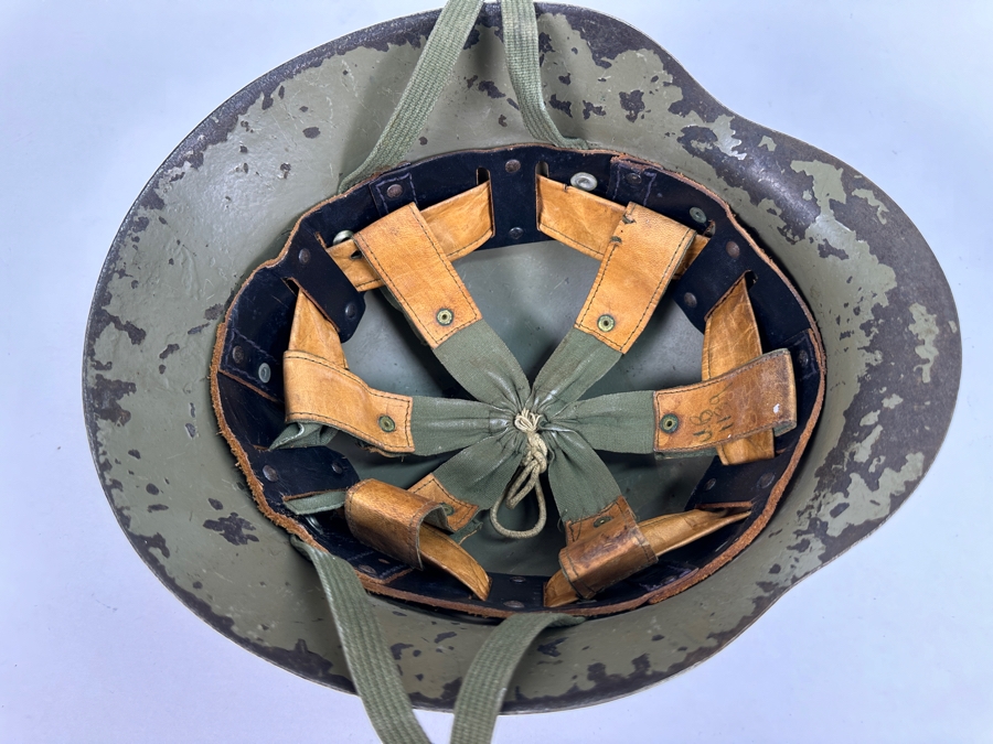 Vintage Original WWI Imperial German Metal Green Painted Stahlhelm Helmet / Used During The Finnish Army In WWII 11.25L X 5.75H [Photo 15]