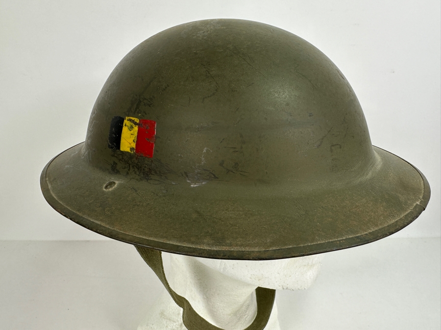 Original Vintage Belgium WWII Brodie Helmet Brigade Piron Which Saw Action During D-Day Landings And In The Netherlands 12.25L X 11W X 4.5H [Photo 8]
