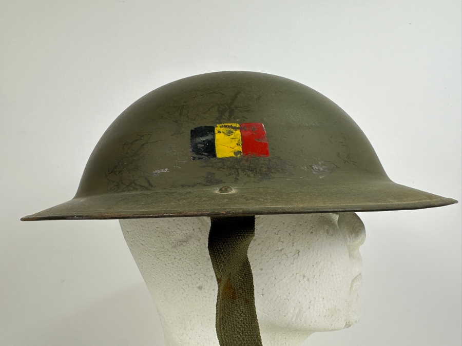 Original Vintage Belgium WWII Brodie Helmet Brigade Piron Which Saw Action During D-Day Landings And In The Netherlands 12.25L X 11W X 4.5H [Photo 5]