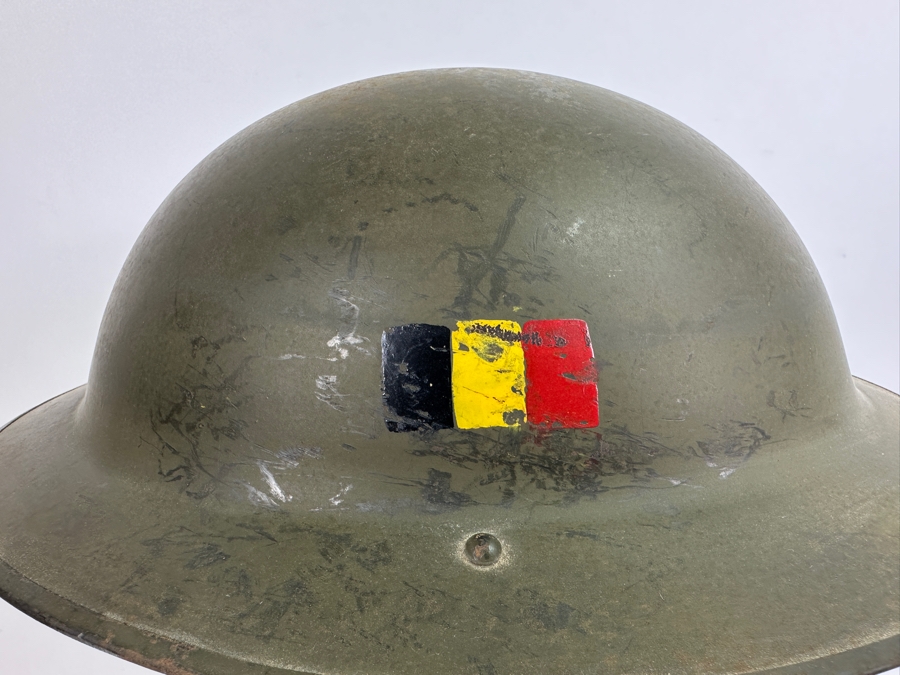 Original Vintage Belgium WWII Brodie Helmet Brigade Piron Which Saw Action During D-Day Landings And In The Netherlands 12.25L X 11W X 4.5H [Photo 6]