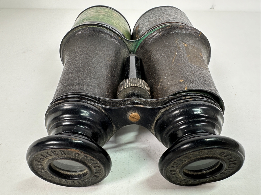 Vintage Chevalier Opticien Paris Leather Wrapped Binoculars (Leather Is Coming Off / Missing) - See Photos 6.5L [Photo 5]