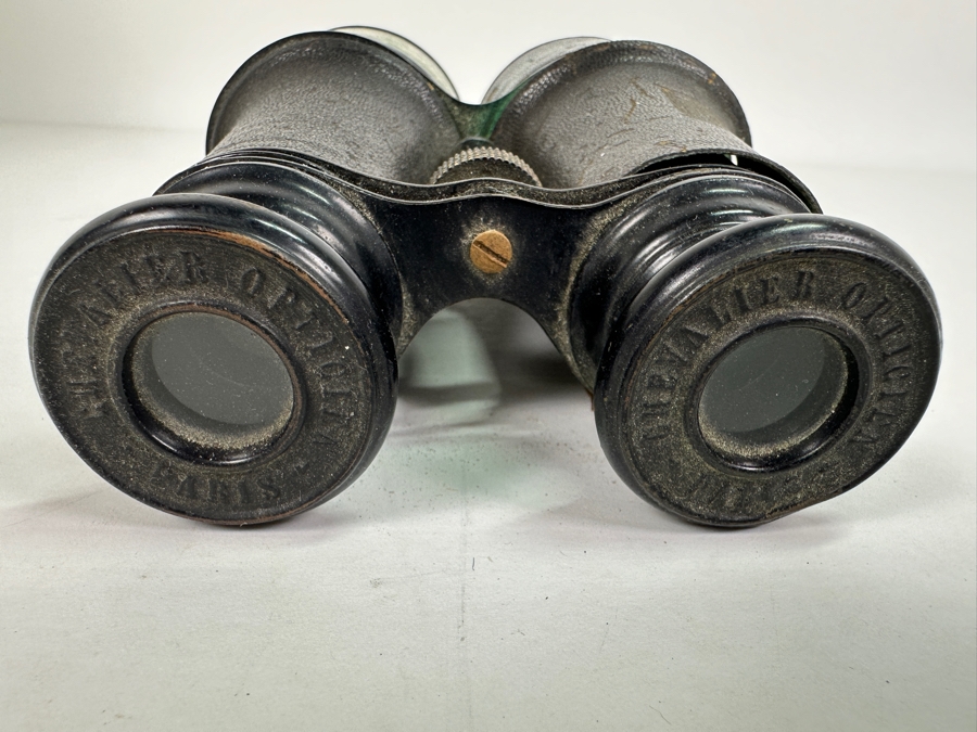 Vintage Chevalier Opticien Paris Leather Wrapped Binoculars (Leather Is Coming Off / Missing) - See Photos 6.5L [Photo 2]