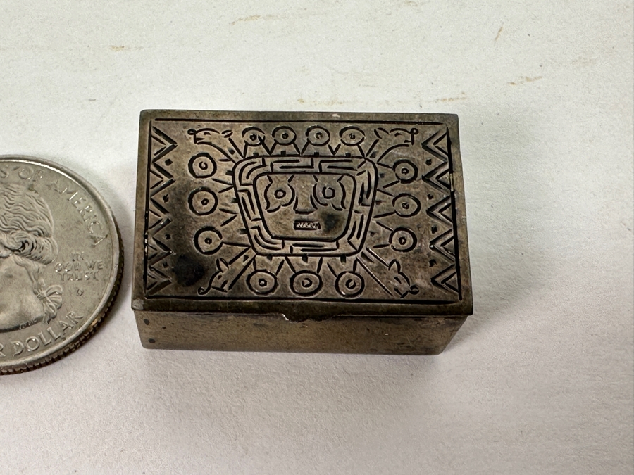 Vintage Small Sterling Silver Peru Signed Pill Snuff Box 11g [Photo 3]
