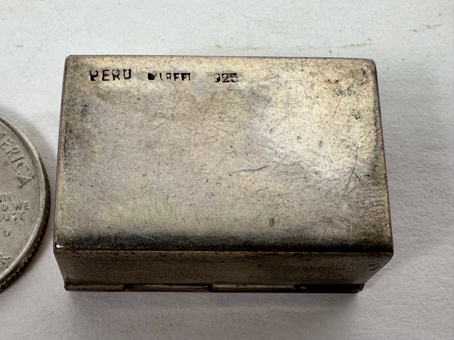 Vintage Small Sterling Silver Peru Signed Pill Snuff Box 11g [Photo 4]