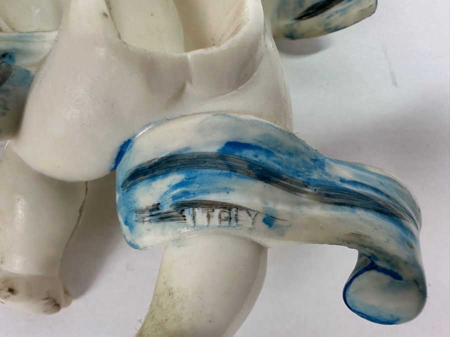 Pair Of Hand Painted Resin Angels Wall Decor Made In Italy 8H [Photo 8]