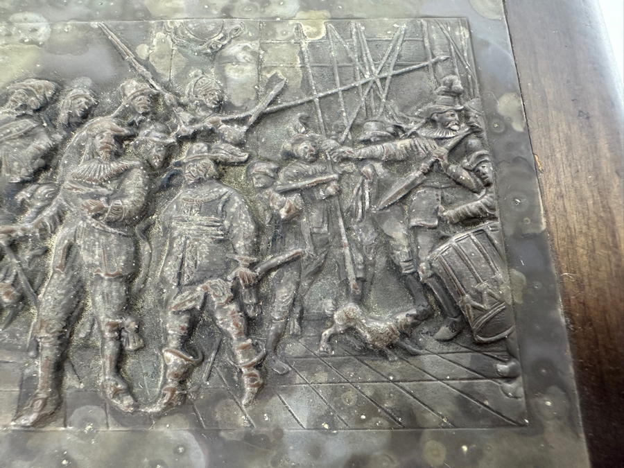 Repousse Silverplate Top Depicting Rembrandt's Night Watch Scene Wooden Box From Holland Voorschoten 6W X 4.5D X 2.25H [Photo 6]
