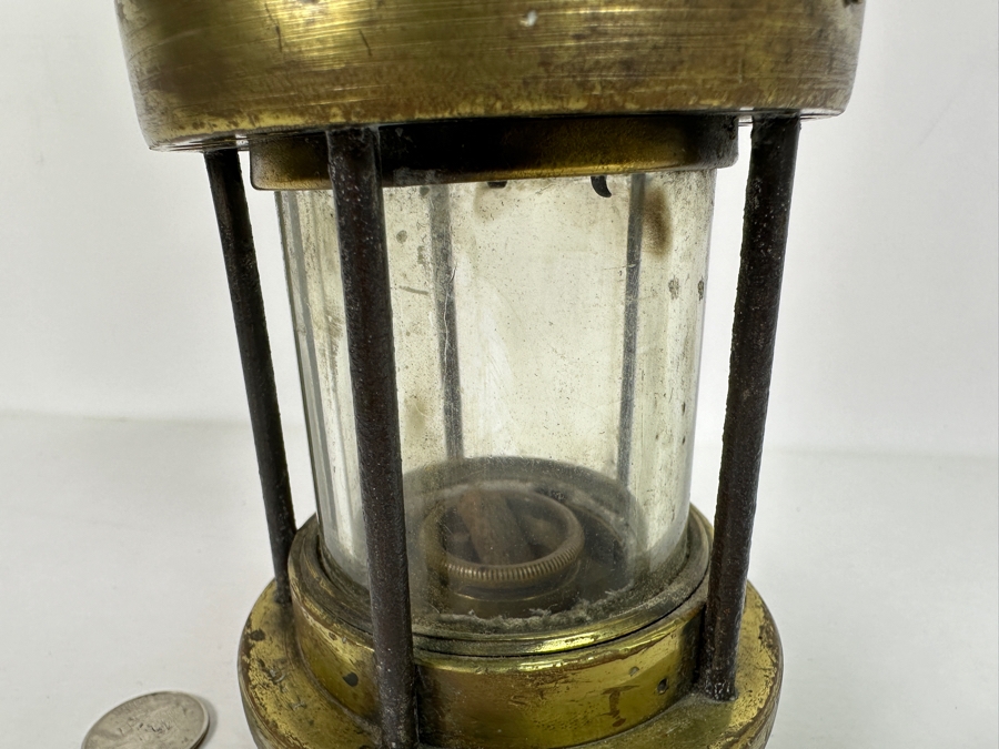 Antique E. Thomas & Williams Ltd. Type No. 4 Miner's Brass Oil Lamp Makers Aberdare 11.5H [Photo 5]