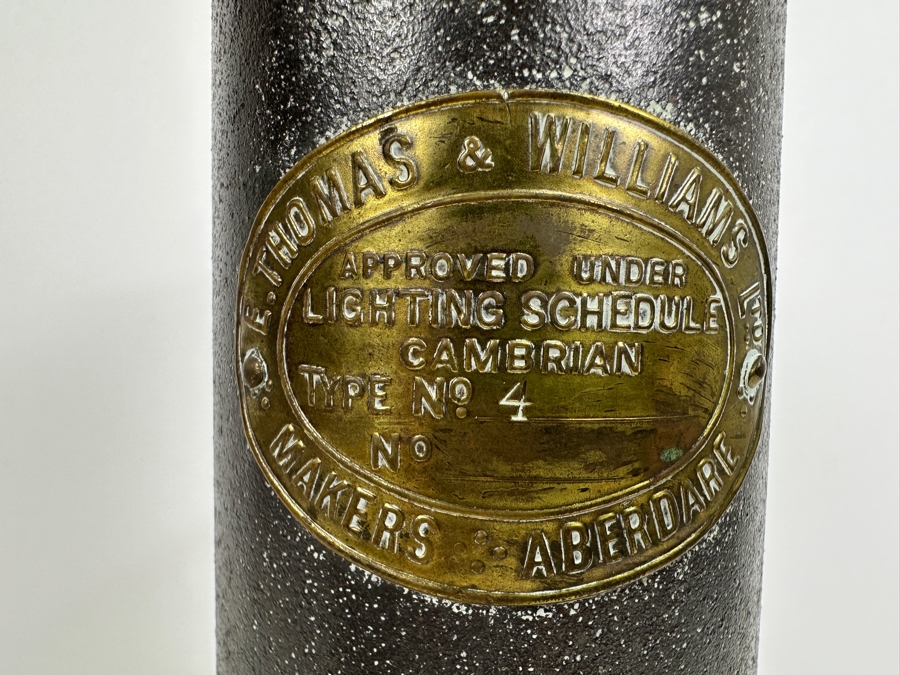 Antique E. Thomas & Williams Ltd. Type No. 4 Miner's Brass Oil Lamp Makers Aberdare 11.5H [Photo 4]
