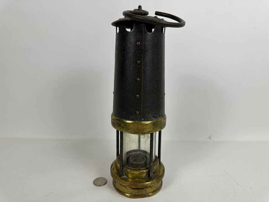 Antique E. Thomas & Williams Ltd. Type No. 4 Miner's Brass Oil Lamp Makers Aberdare 11.5H [Photo 11]