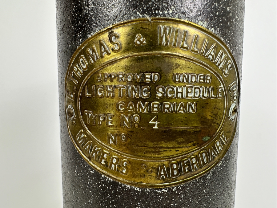 Antique E. Thomas & Williams Ltd. Type No. 4 Miner's Brass Oil Lamp Makers Aberdare 11.5H [Photo 3]