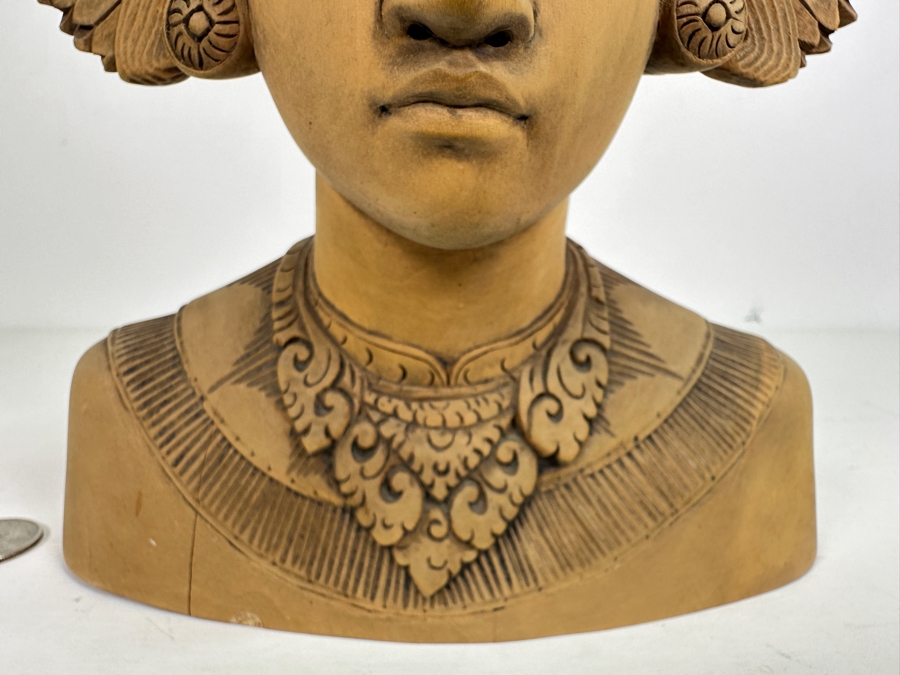 Vintage Carved Wooden Balinese Bali Woman Bust 7.25W X 11H [Photo 4]