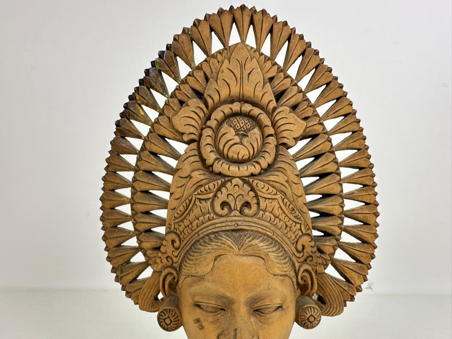 Vintage Carved Wooden Balinese Bali Woman Bust 7.25W X 11H [Photo 5]