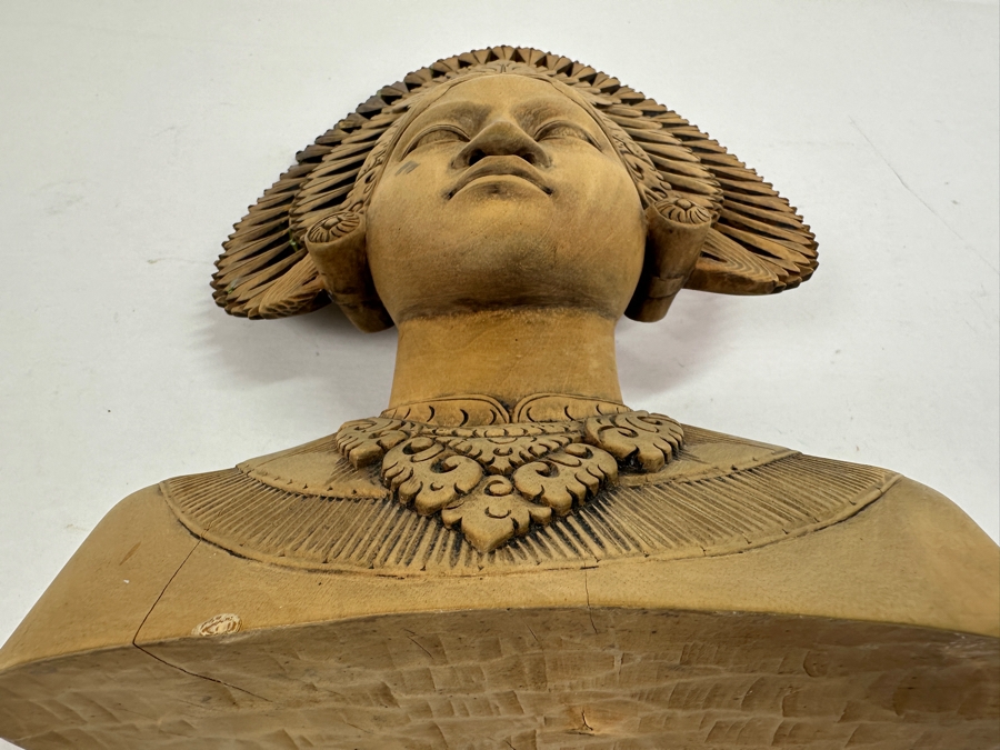 Vintage Carved Wooden Balinese Bali Woman Bust 7.25W X 11H [Photo 12]