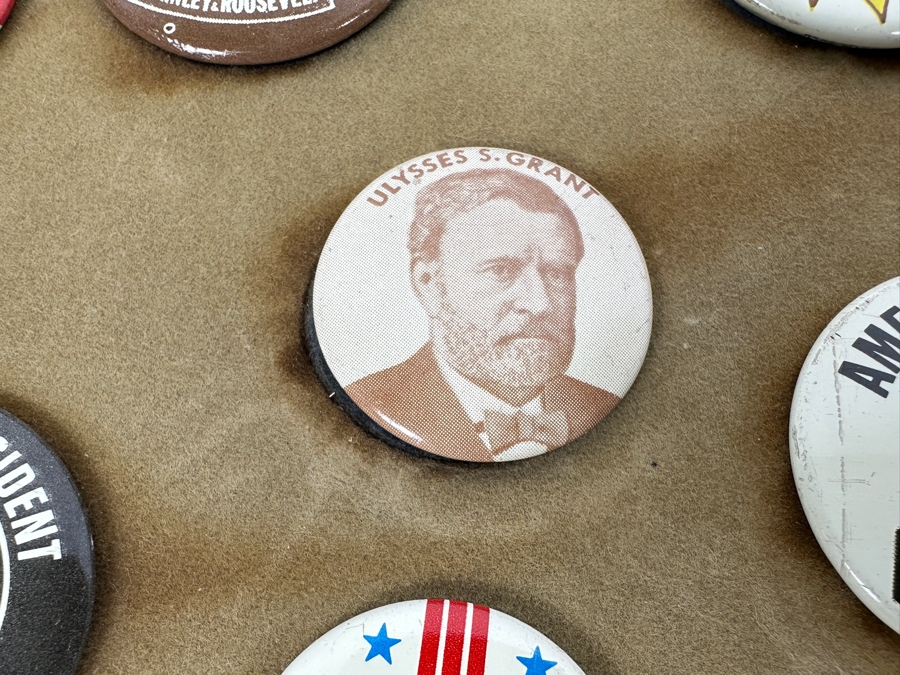 Collection Of Old United States Presidential Campaign Buttons With Display Frame - See Photos [Photo 10]