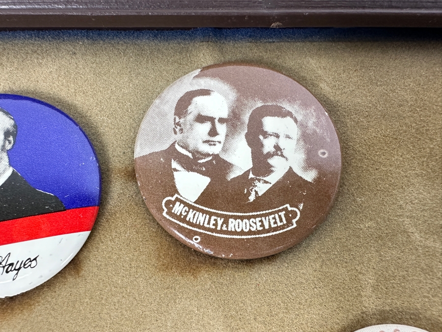 Collection Of Old United States Presidential Campaign Buttons With Display Frame - See Photos [Photo 5]