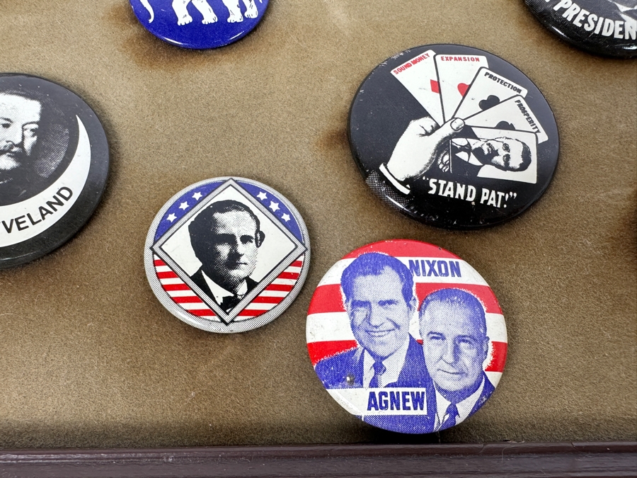 Collection Of Old United States Presidential Campaign Buttons With Display Frame - See Photos [Photo 22]