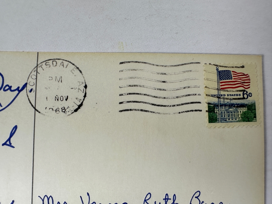 Vintage 1968 Barry Goldwater Hand Written & Signed Election Day Reminder Postcard Postmarked 1 November 1968 Arizona [Photo 7]