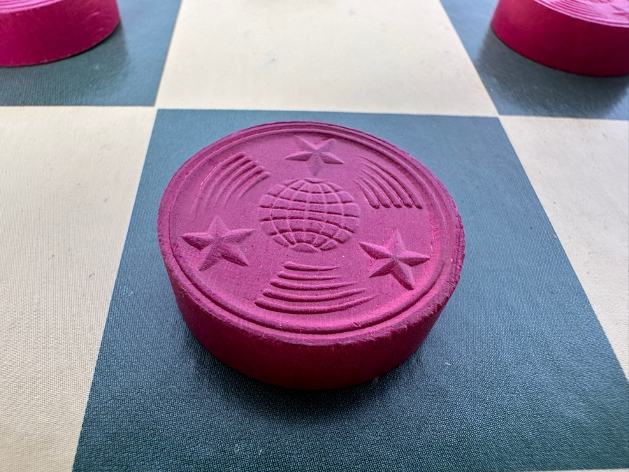 Vintage Halsam Comet Stars Wood Checkers And 1973 Itemation Checker Board 18.5 X 18.5 [Photo 4]