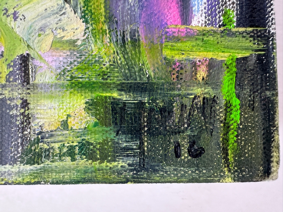 Original Abstract San Diego Harbor Painting On Canvas Artist Signed On Back 2016 12 X 12 [Photo 3]