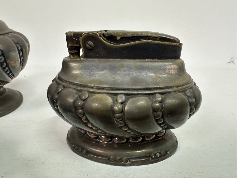Pair Of Repousse Metal Ashtrays & Pair Of Ronson Lighters [Photo 5]