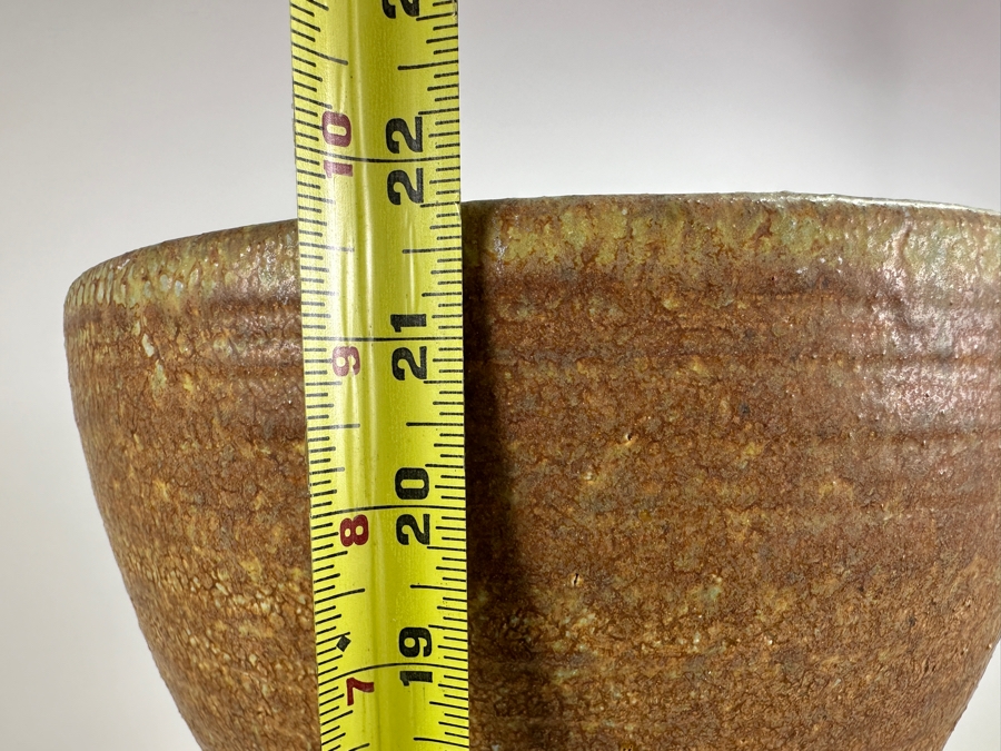 Impressively Large Mid-Century Modern Chalice Art Pottery Vase With Protruding Cylinders And Holes In Base 11.5W X 22H [Photo 10]