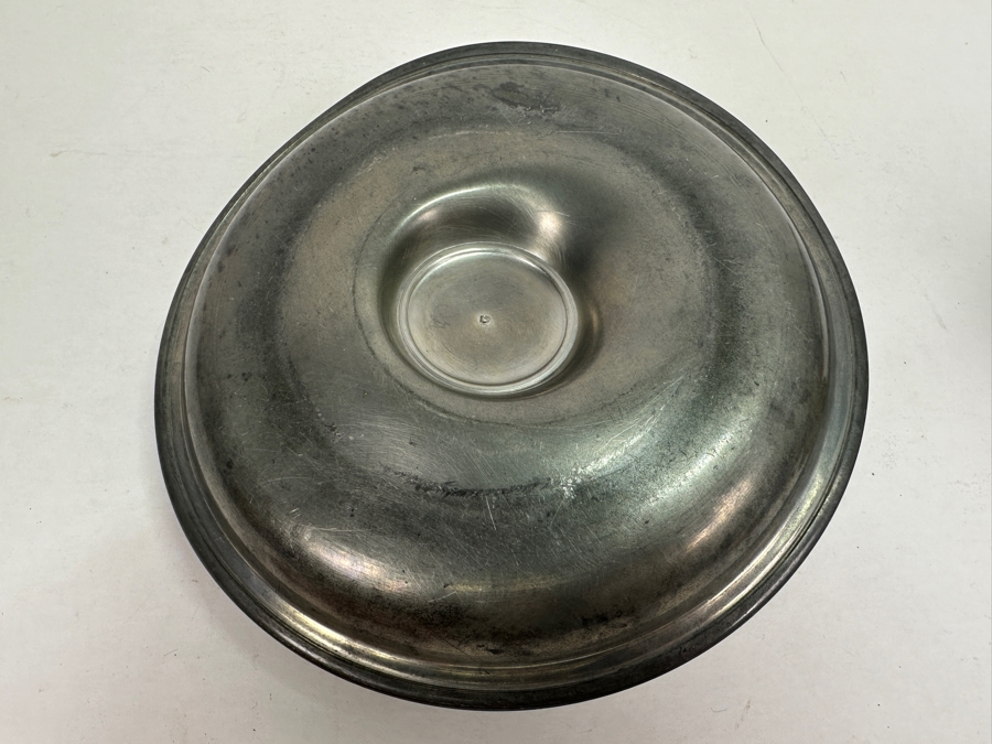 Vintage Pewter Fox Head Round Trinket Dish Tray 8W [Photo 5]