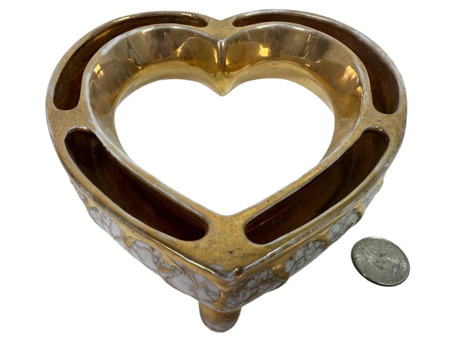Heart Shaped Hand Painted Ceramic Vase 6.5W X 7D X 2H