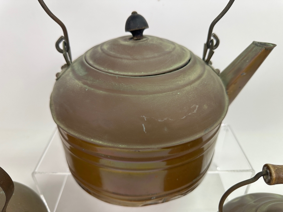 Three Vintage Copper Teapots [Photo 3]